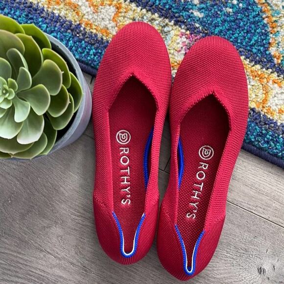 Rothys red  round toe size 7 flat woman’s flat - Picture 6 of 11